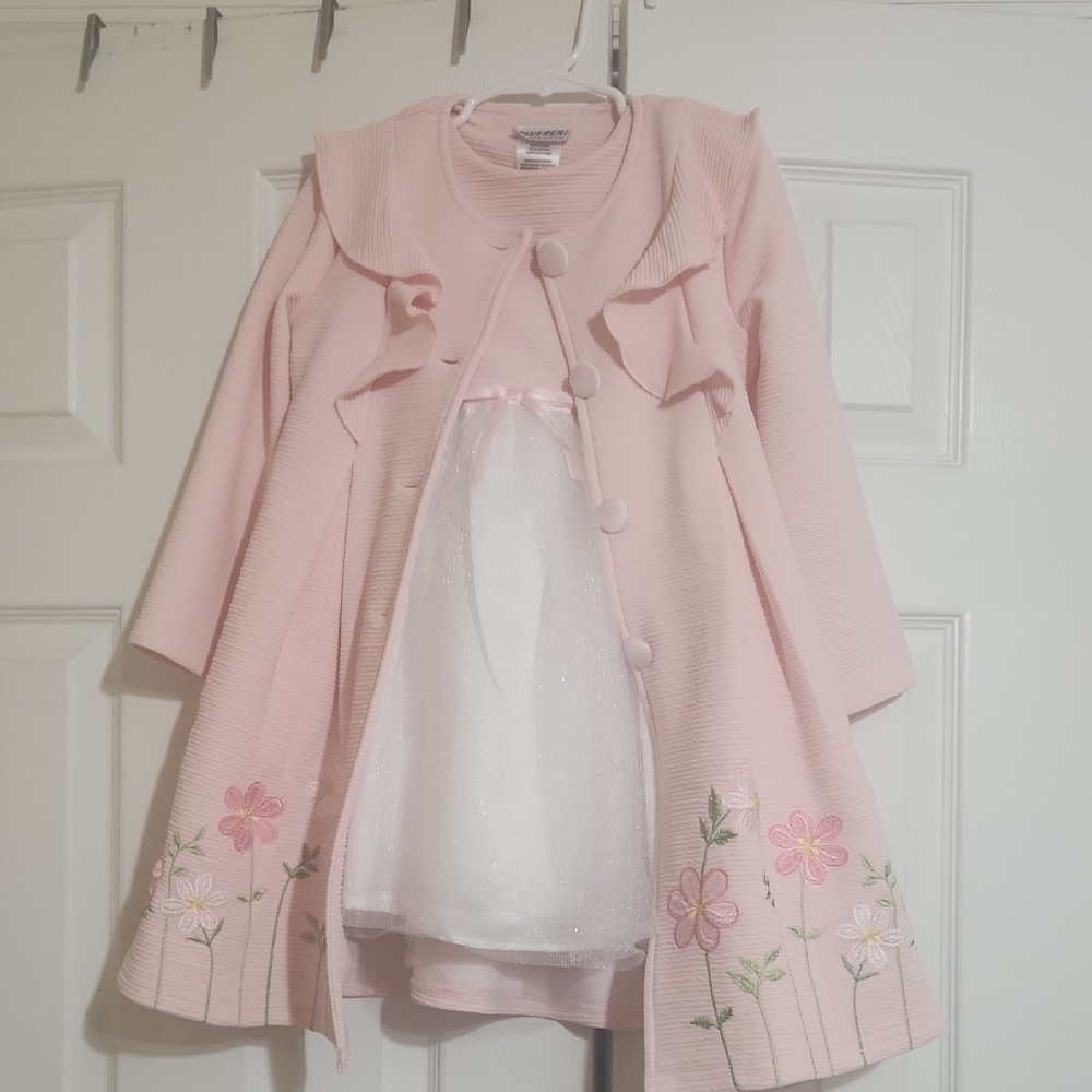 Rare Editions Pink Floral Embroidered Cape